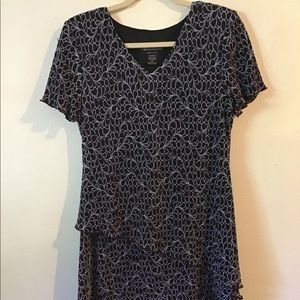 Connected brown pleated lined dress SZ 10P tiered